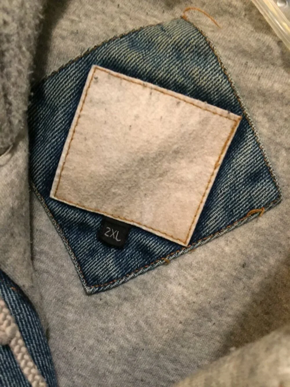 VTG Canyon Guide Outfitters Mens 2XL Hooded Denim Trucker Jean Jacket Lined